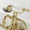 Kingston Brass CA1007T2 3-3/8" Tub Wall Mount Clawfoot Tub Faucet with Hand Shower, Polished Brass CA1007T2 - alternate 5